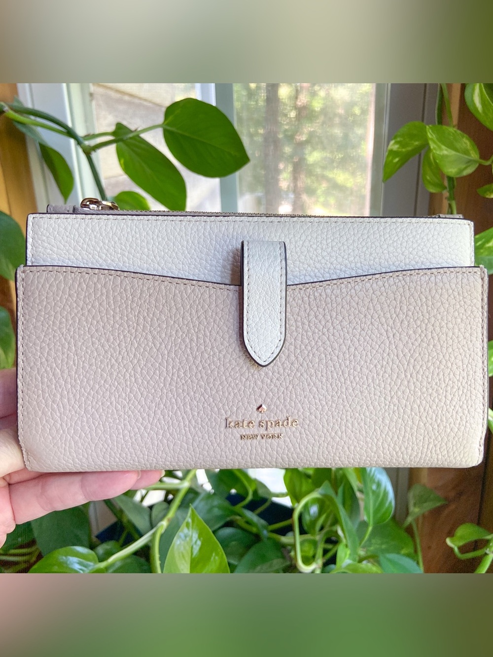 kate spade Two-Tone Pebbled Leather Wallet — Blush Pink & Cream Vanilla Girl